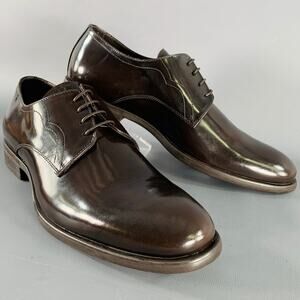 ARMANI COLLEZIONI Size 8 Brown Leather Derby Lace-Up Shoes